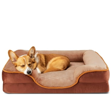 Gianna Dog Bed for Medium Size Dogs, Supportive Memory Foam Dog Sofa, Brown