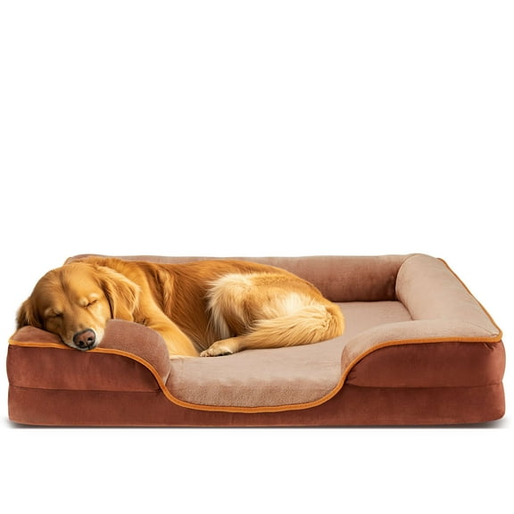 Gianna Dog Bed for X-Large Size Dogs, Supportive Memory Foam Dog Sofa, Brown