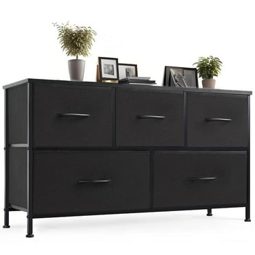 Gianna Dresser for Bedroom with 5 Drawers, Fabric Cabinet, Storage Organizer Units Furniture, Black