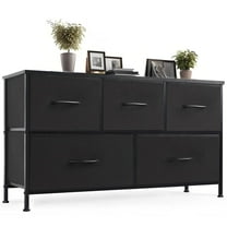 JIOABL Dresser for Bedroom with 5 Drawers, Fabric Cabinet, Storage Organizer Units Furniture, Black