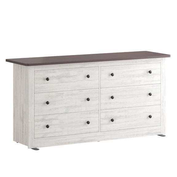 Gianna Dresser for Bedroom with 6 Drawers 59 Inch Chest of Drawers Wooden Dressers for Closet Living Room,White