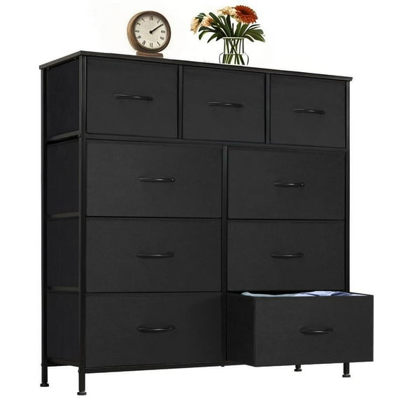 CONCETTA Dressers with 9 Drawers, Organization Furniture for Home, Fabric Cabinet, Black
