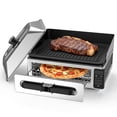 thumbnail image 1 of Gianna Electric Grill Indoor for Steak and Veggies, Smokeles Griddle with Lid for Kitchen Cooking, Countertop Oven Includes Temp Control/Grill Plate/Splash Guard/Crumb Tray, Silver, 1 of 6