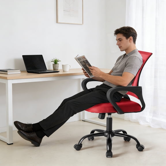 Gianna Ergonomic Office Chair, Mid-Back with Lumbar Support, Rocking and 360° Swivel for Home, Gaming, or Office