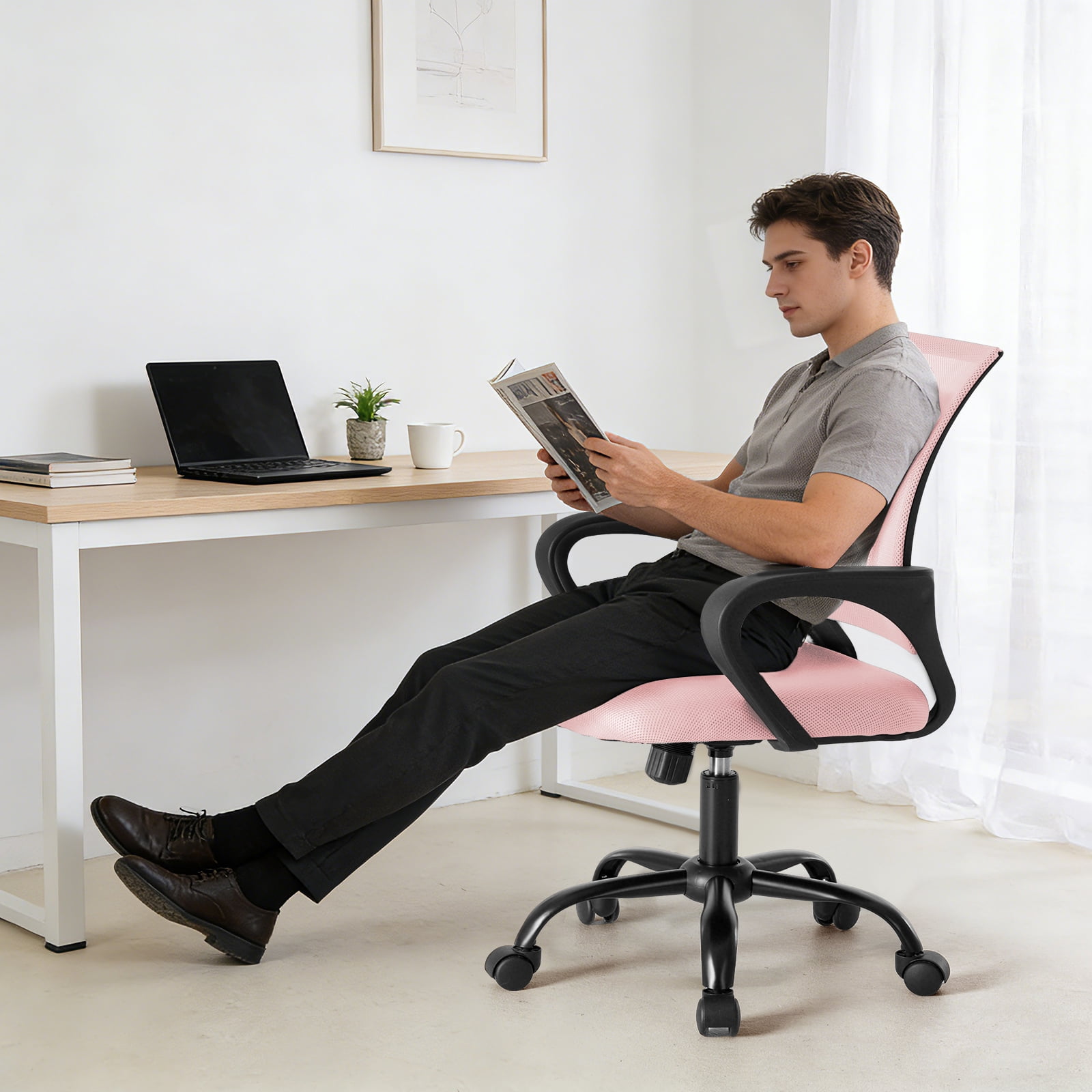 Gianna Ergonomic Office Chair, Mid-Back with Lumbar Support, Rocking and 360° Swivel for Home, Gaming, or Office