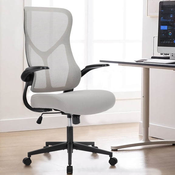 Gianna Ergonomic Office Chair with Comfortable Armrests, Adjustable Desk Chair for Home & Computer Use,White