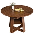 thumbnail image 1 of Gianna Extendable Round Dining Table for 4-8, Oval Dinner Table with Storage Shelf, Wood Pedestal Table, Brown, 1 of 7