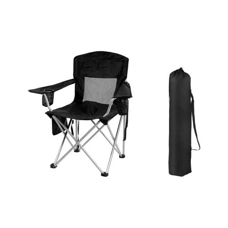 Gianna Foldable Camping Chairs, Outdoor Chair Camping Recliner with Support Mesh Backrest, Camping Recliner Lawn Chair with Cup Holder, Storage Pocket, Carrying Bag, Black