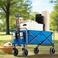 thumbnail image 1 of Gianna Foldable Utility Cart, Large Capacity Shopping Wagon Cart with Drink Holders for Outdoors, Dimension 33.27"D X 20.47"W X 29.53"H, Blue, 1 of 7