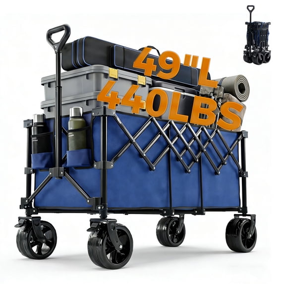 Gianna Foldable Wagon Cart, 440lbs Capacity heavy-duty steel frame,Large-capacity gardening cart,All-terrain tires for camping