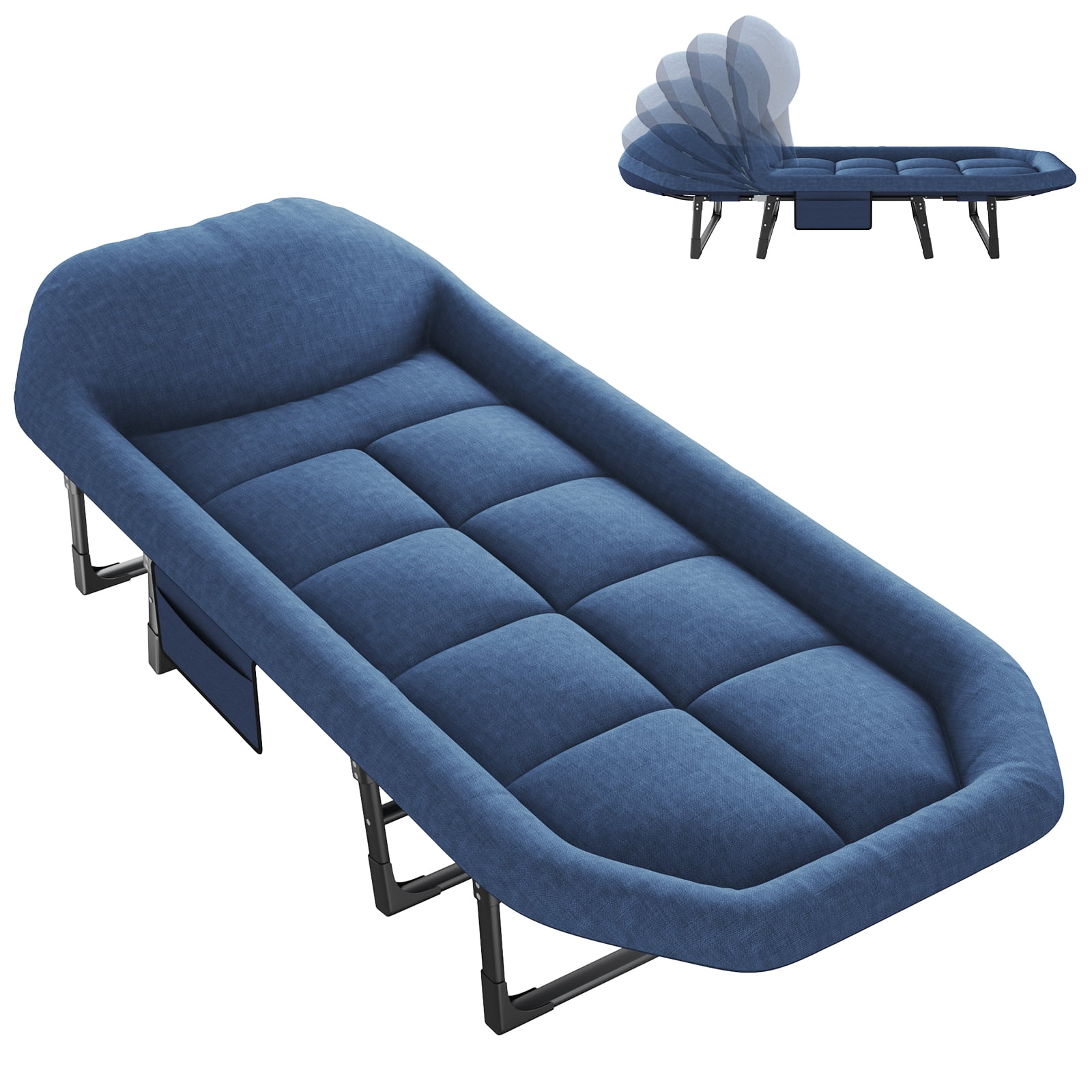 Gianna Folding Camping Bed, Adjustable Camping Cot with Mattress for Patio or Beach