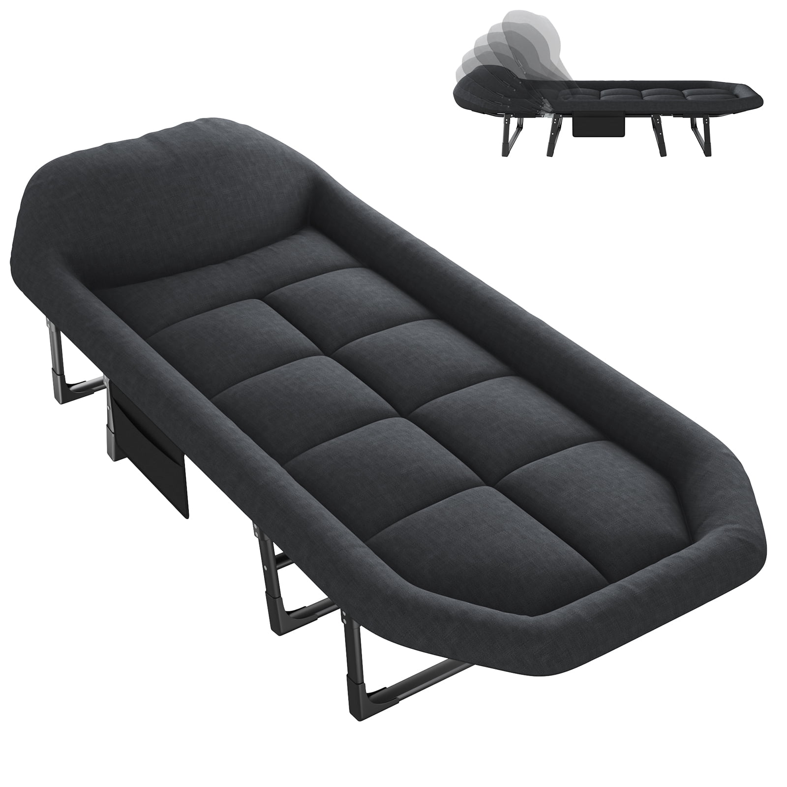 Gianna Folding Camping Bed, Adjustable Camping Cot with Mattress for Patio or Beach