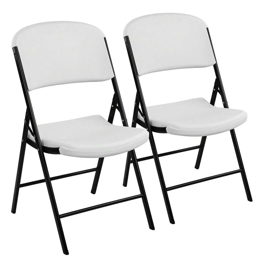 Gianna Folding Chair, Heavy Duty Plastic Chair With 500-Pound Capacity For Kitchen Wedding Party, Set Of 6