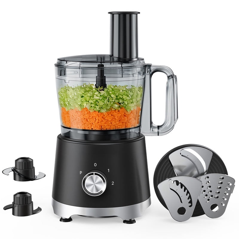 Gianna Food Processors 10.5 Cup, Vegetable Chopper with 5 Blades, 3 Modes Food Processor, Large Capacity, Dishwasher Safe, Stainless Steel Blades, for Smoothie, Fruit, Dough，Black