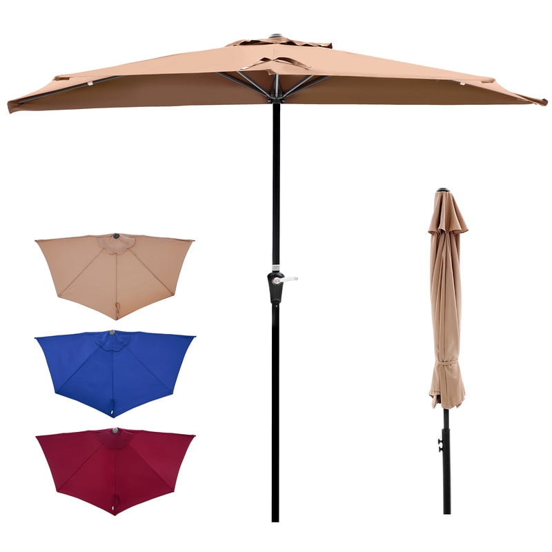 castelle patio umbrellas Castelle 9-Foot Aluminum Outdoor Market Umbrella  Octagonal Canopy with  Pulley Lift