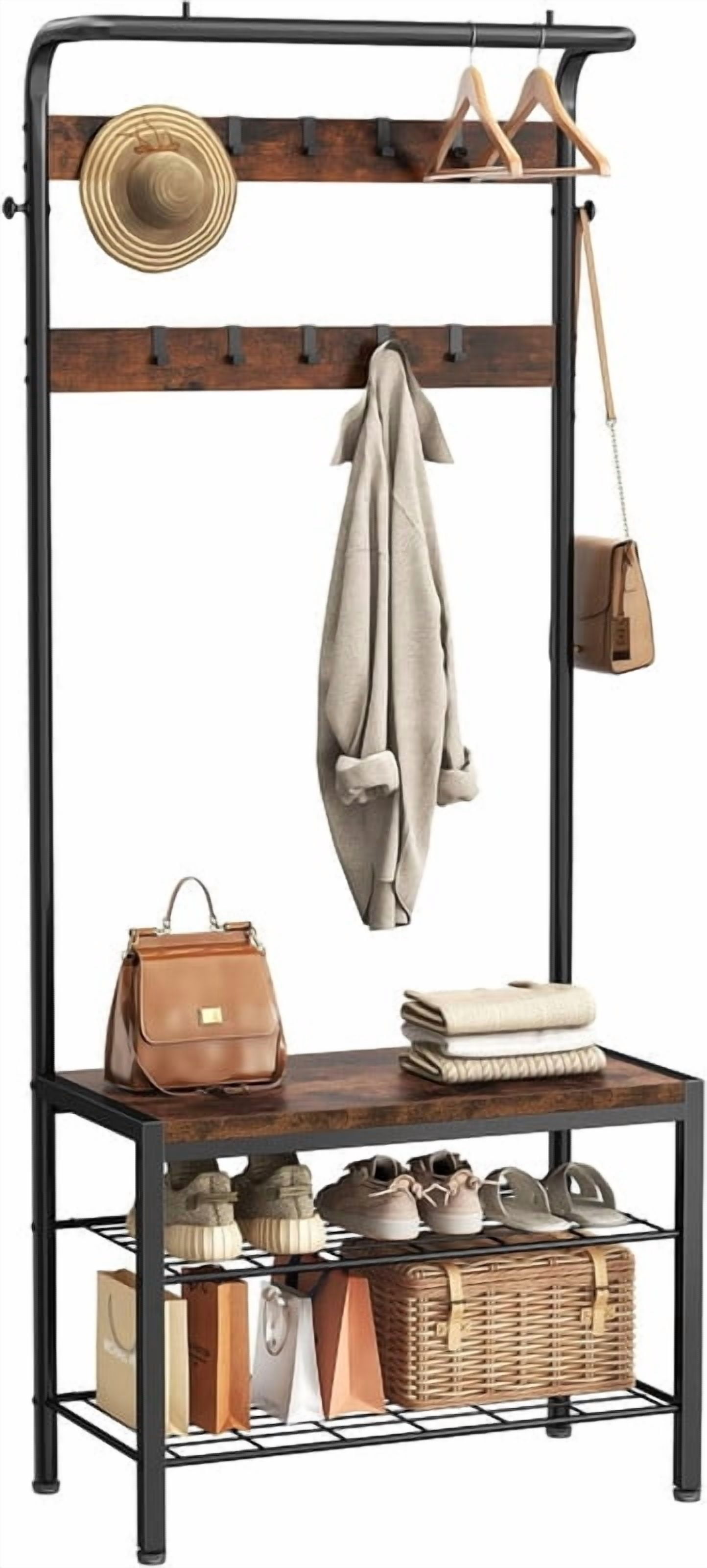 Gianna Hall Tree with Shoe Bench and Coat Rack, Entryway Bench