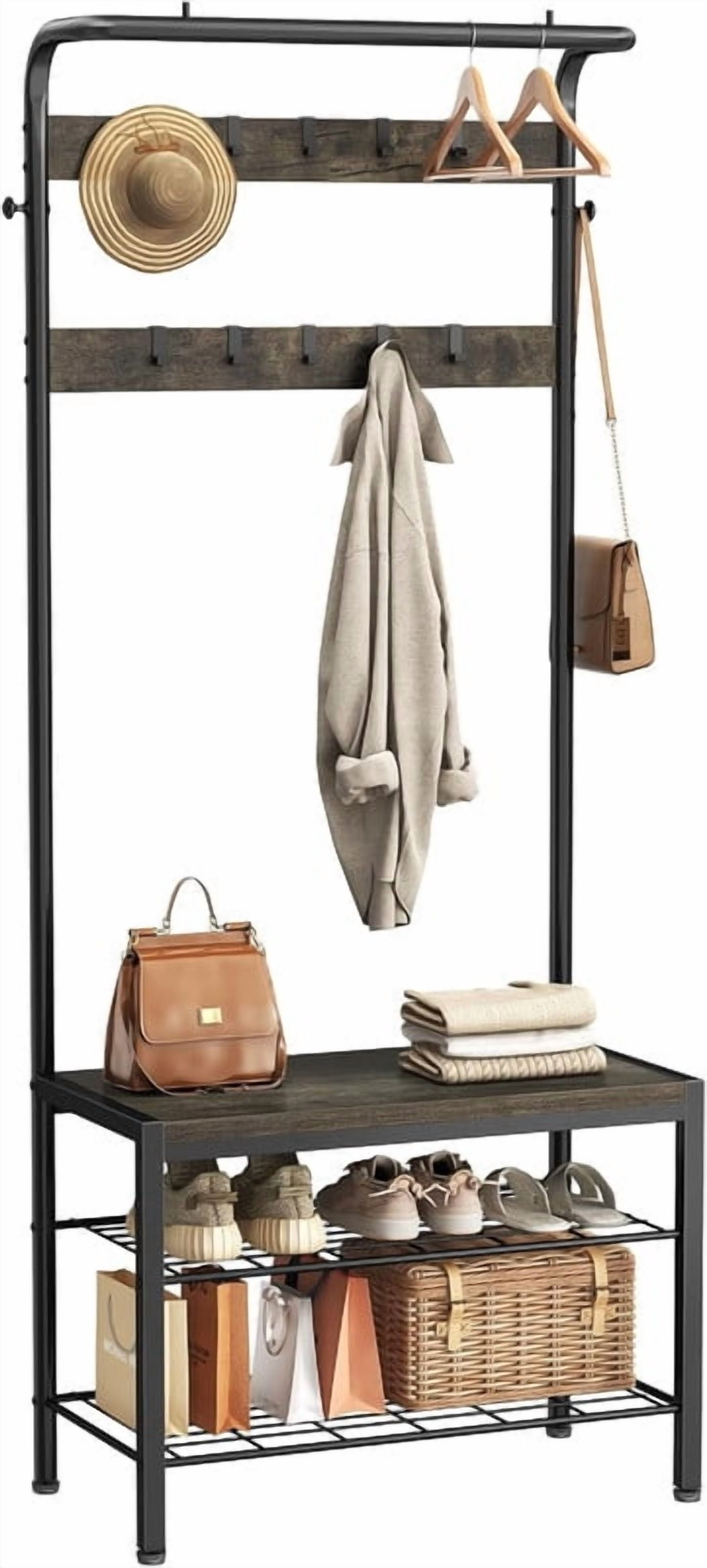 Gianna Hall Tree with Shoe Bench and Coat Rack, Entryway Bench