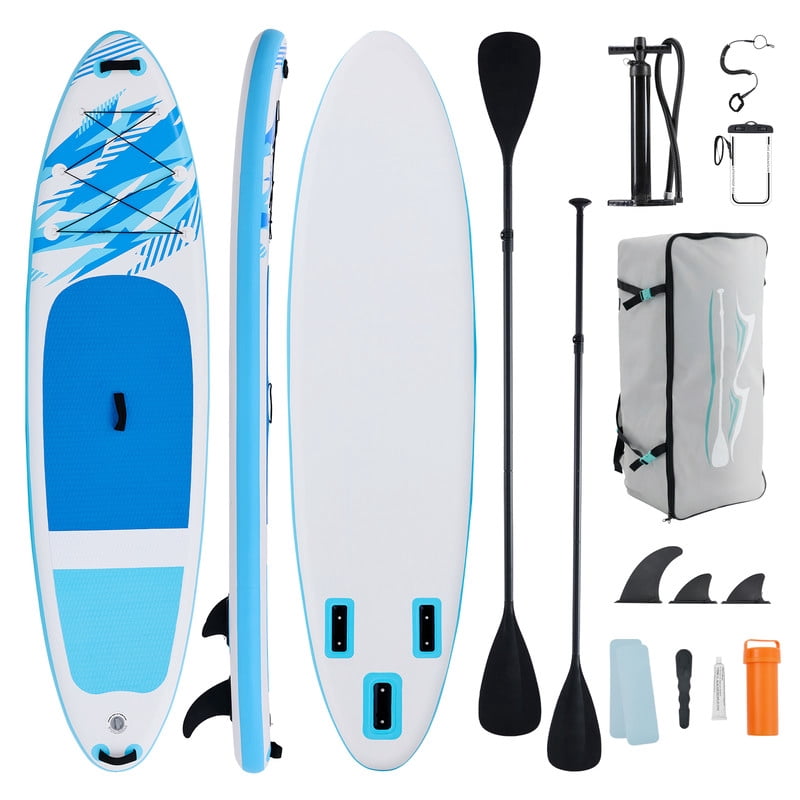 Gianna Inflatable Stand Up Paddle Board 10'6", Non-Slip EVA Deck with SUP Accessories, Wide Stable Design, Leash, Backpack & Pump for Adults & Youth of All Skill Levels，Blue and White