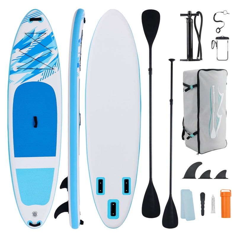 Gianna Inflatable Stand Up Paddle Board 10'6", Non-Slip EVA Deck with SUP Accessories, Wide Stable Design, Leash, Backpack & Pump for Adults & Youth of All Skill Levels，Blue and White
