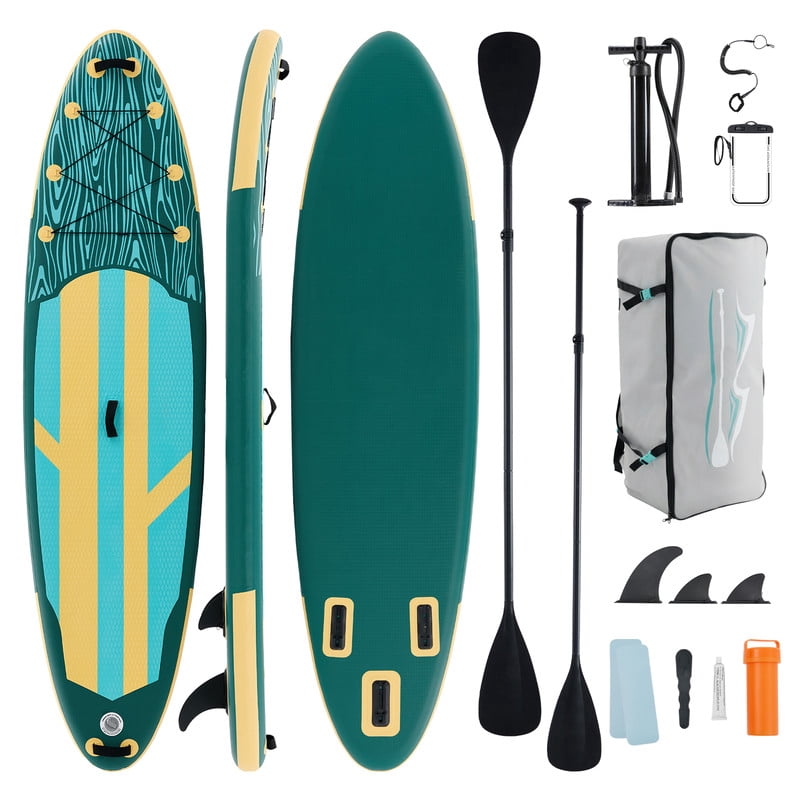 Gianna Inflatable Stand Up Paddle Board 10'6", Non-Slip EVA Deck with SUP Accessories, Wide Stable Design, Leash, Backpack & Pump for Adults & Youth of All Skill Levels，Yellow and Green