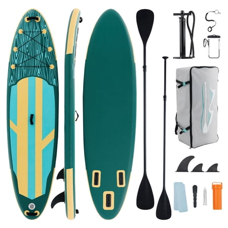 Gianna Inflatable Stand Up Paddle Board 10'6", Non-Slip EVA Deck with SUP Accessories, Wide Stable Design, Leash, Backpack & Pump for Adults & Youth of All Skill Levels,Yellow and Green