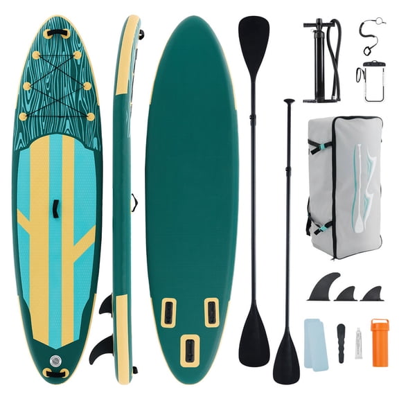 Gianna Inflatable Stand Up Paddle Board 10'6", Non-Slip EVA Deck with SUP Accessories, Wide Stable Design, Leash, Backpack & Pump for Adults & Youth of All Skill Levels,Yellow and Green