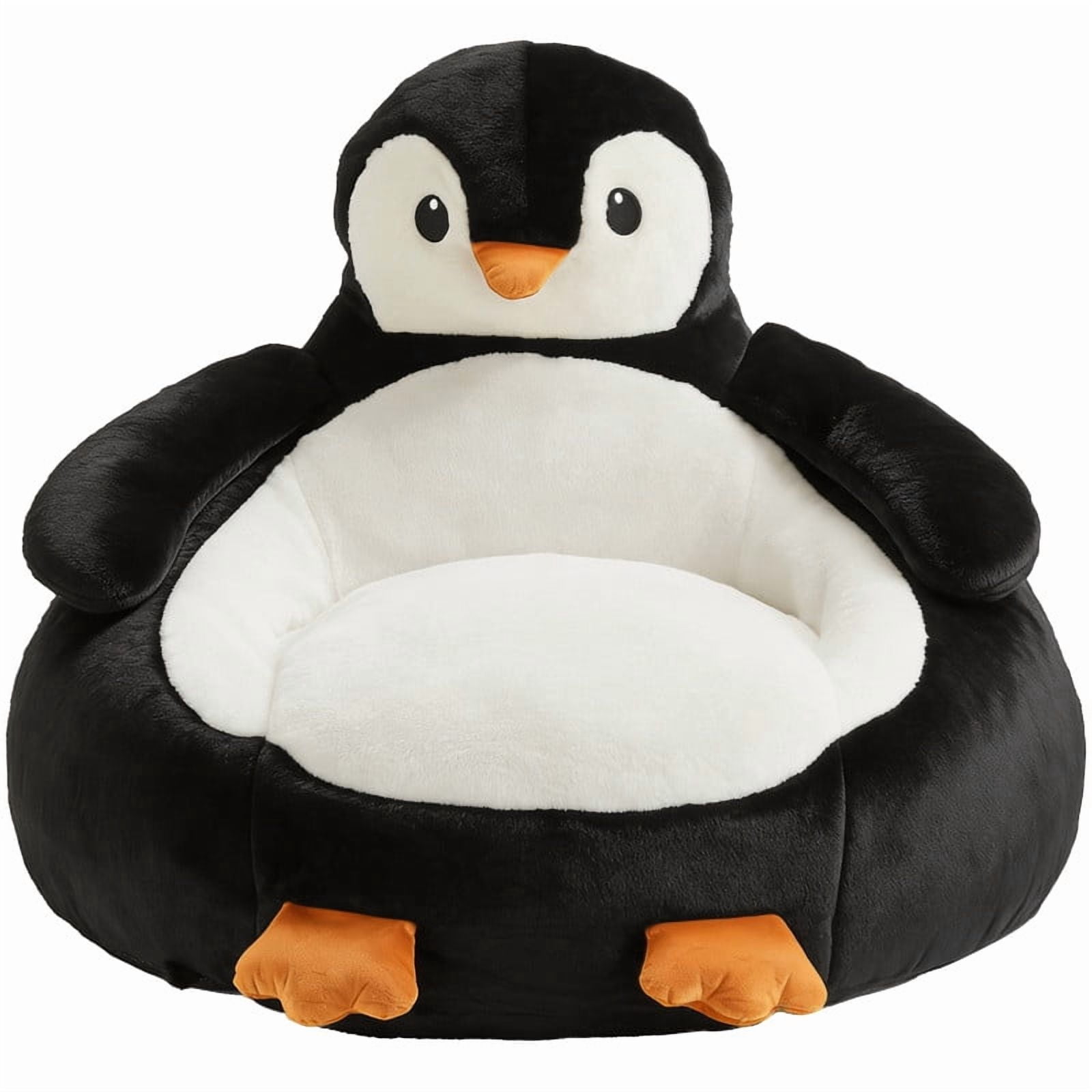 Gianna Kids Bean Bag Chair, 34 Inch Stuffed Toddler Couch with Faux Rabbit Fur Cover for Teens & Kids, Comfy Lazy Sofa Chair for Reader, Living Room, Bedroom, Black and White