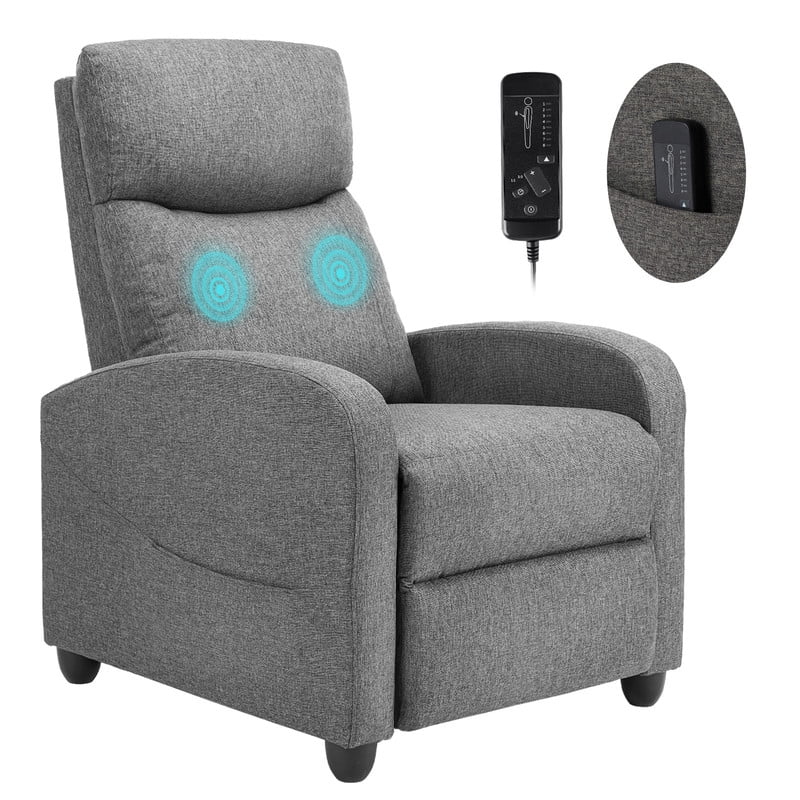 Gianna Massage Recliner Chair for Adults, Adjustable Home Theater Seating with Lumbar Support for Living Room, Modern Fabric Reclining, Gray