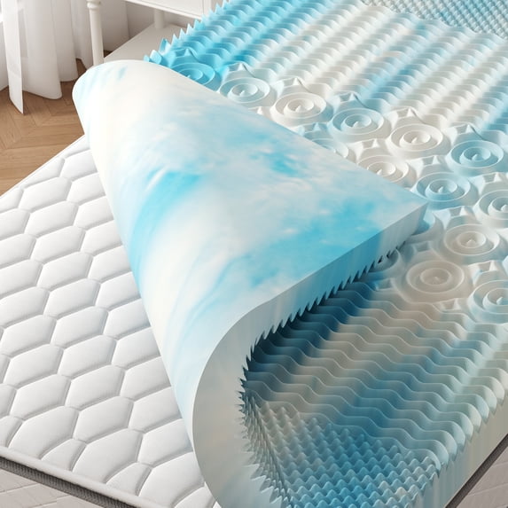 Gianna Mattress Topper, 3 Inch Cooling Gel Memory Foam with 5-Zone Support, CertiPUR-US Certified Bed Pad for Pressure Relief and Spinal Alignment