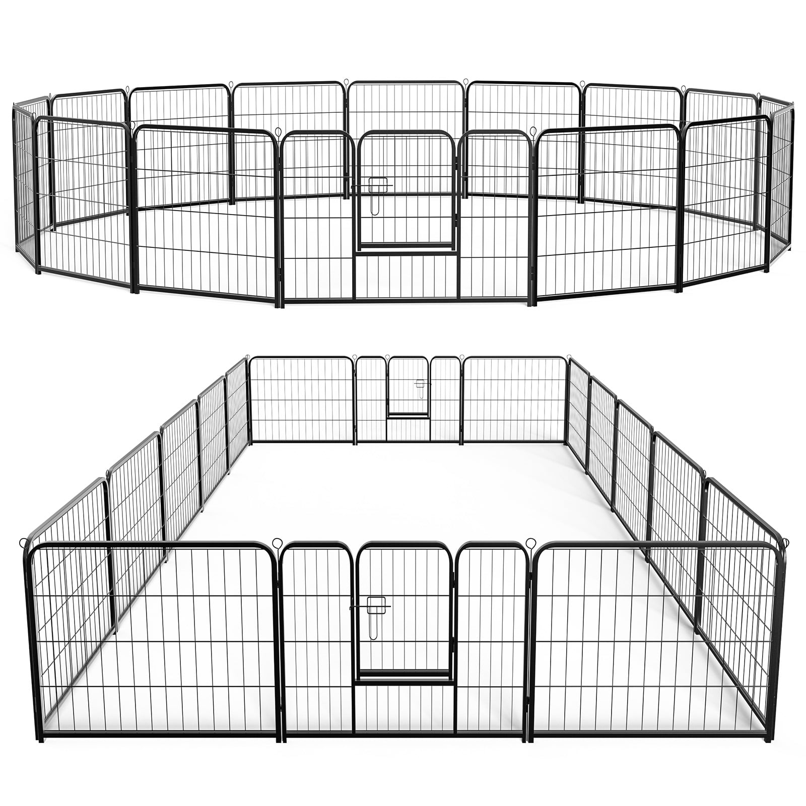 Gianna Metal Dog Playpen, 24 inch Height 16 Panels Pet Fence, Foldable Dog Pen for Indoor Outdoor