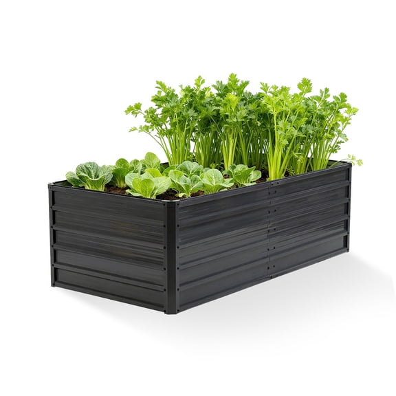 Gianna Metal Raised Garden Bed, 6x3x2ft Outdoor Planter Box, Gray