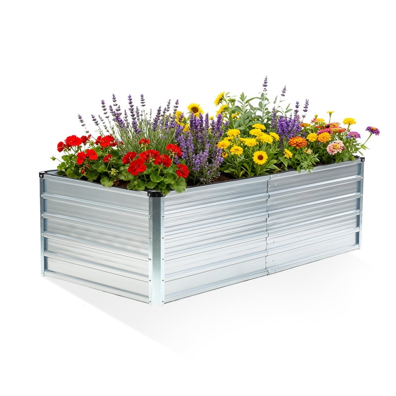 Gianna Metal Raised Garden Bed, 6x3x2ft Outdoor Planter Box