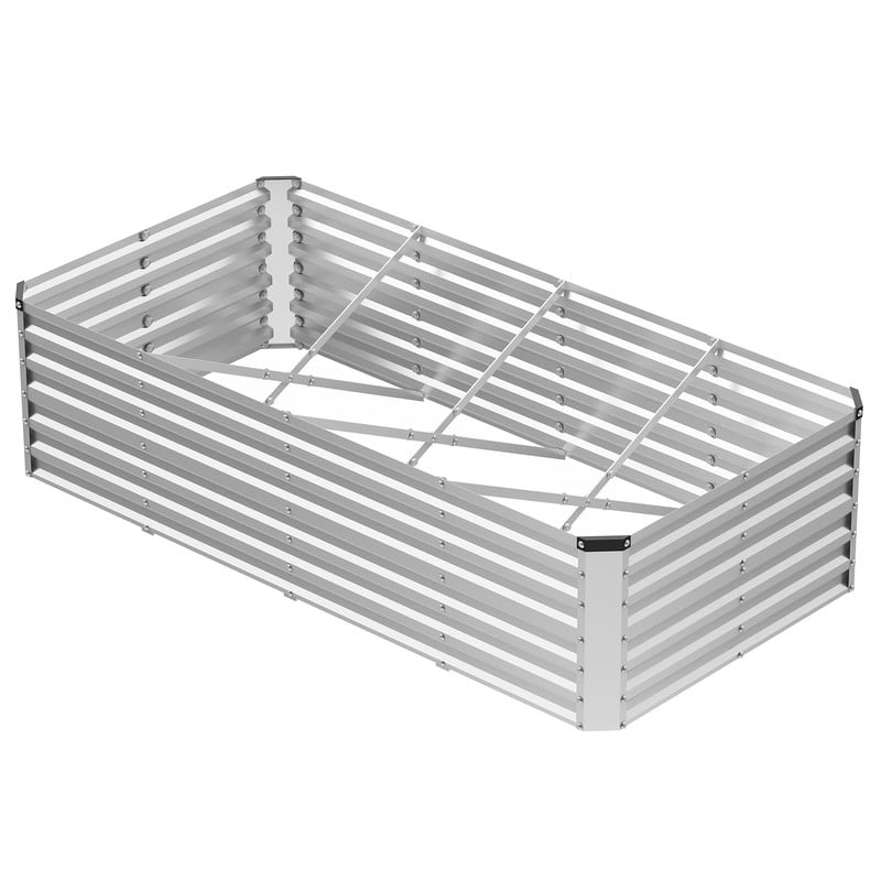 Gianna Metal Raised Garden Bed, 8x4x2ft Outdoor Planter Box, Raised Garden Beds for Planting Plants Vegetables, Flowers, Silver