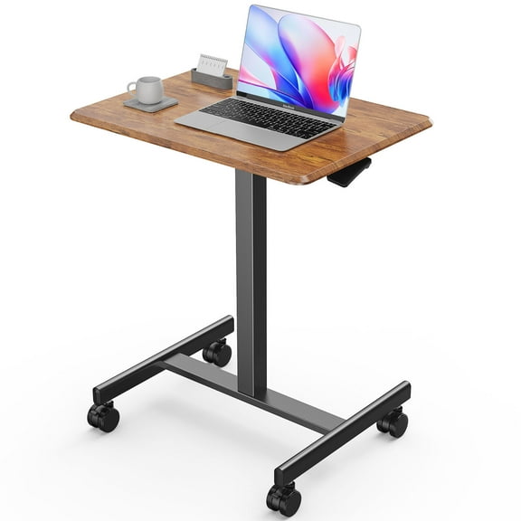 JIOABL Mobile Height Adjustable Desk Computer Workstation for Classroom Home Office,Rust Brown