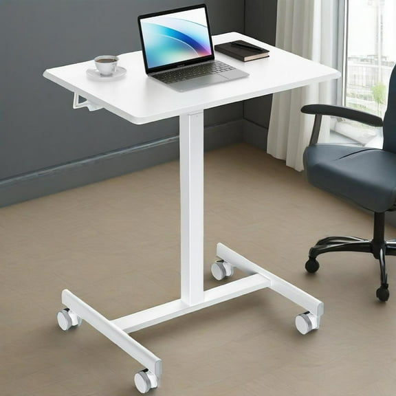 JIOABL Mobile Height Adjustable Desk Computer Workstation for Classroom Home Office,White-1
