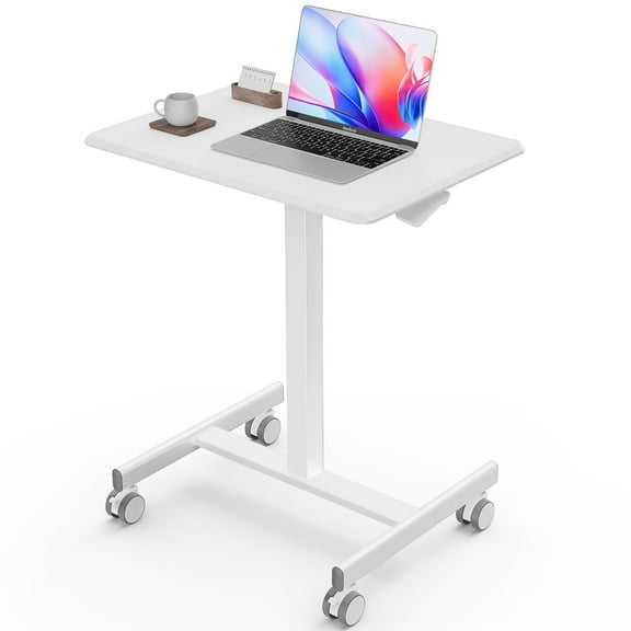 JIOABL Mobile Height Adjustable Desk Computer Workstation for Classroom Home Office,White