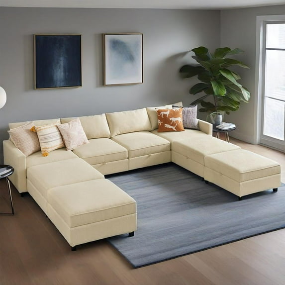 Gianna Modular Sectional Sofa with 8 Seats: Luxurious Comfort and Storage in an L-Shaped Design for Your Living Space