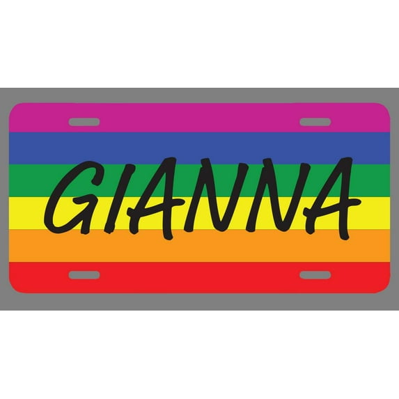 Gianna Name Pride Flag Style License Plate Tag Vanity Novelty Metal | UV Printed Metal | 6-Inches By 12-Inches | Car Truck RV Trailer Wall Shop Man Cave | NP2006