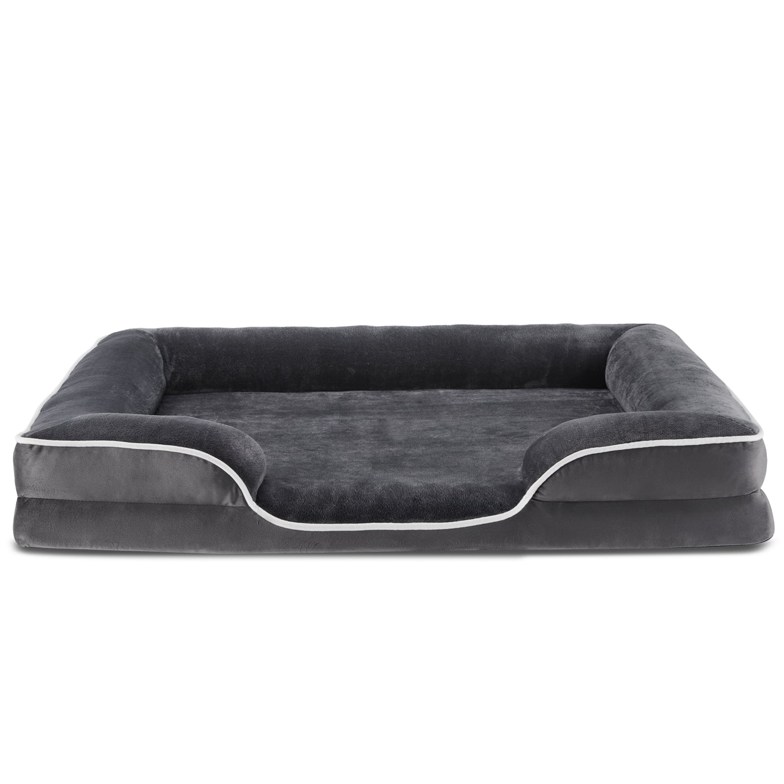 Gianna Orthopedic Dog Bed for X-Large Breeds – Memory Foam Pet Bed with Raised Sides, Washable Cover, Gray