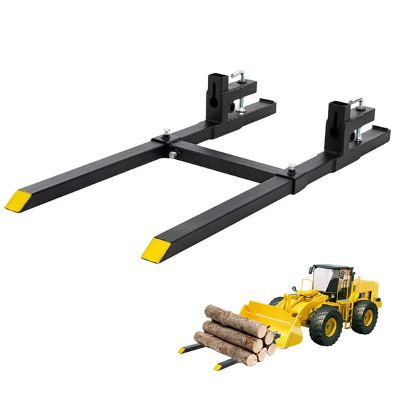 Gianna Pallet Forks, 4000 lbs Clamp on Tractor Forks, 60" Total Length Heavy Duty Metal Forks with Adjustable Stabilizer Bar, Bucket Forks for Loader Bucket Skid Steer Tractor