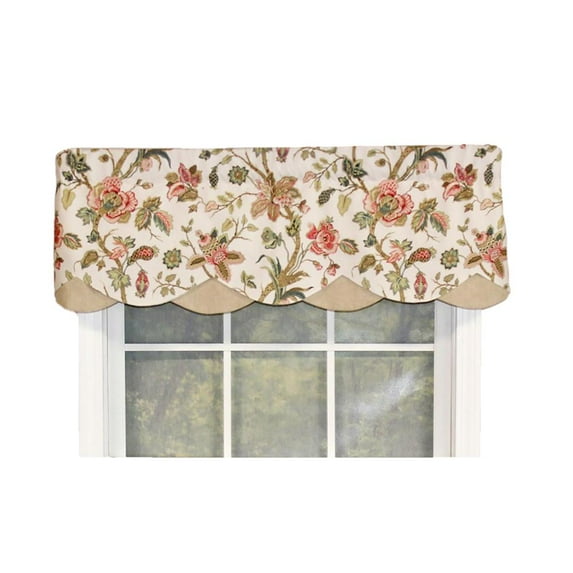 Gianna Petticoat 3in Rod Pocket Contrast Bottom Fabric Valance 50in x 15in by RLF Home