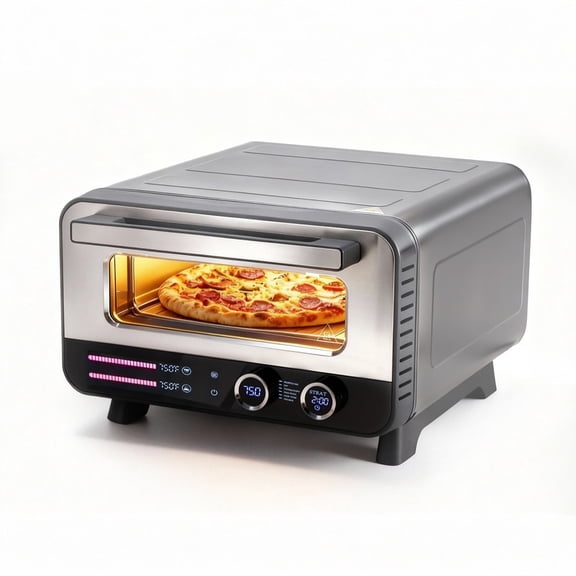 Gianna Pizza Oven Indoor, 1600W Electric Pizza Oven Fast Heating, 6 Presets Pizza Maker for 12 Inches, with Pizza Stone & Spatula, Upper-Bottom Independent Heating Temperature Control