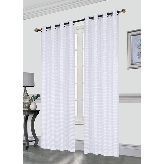 Gianna Pleated Jacquard 52X84 Inch Decorative Shining Elegant Lurex Window Curtain Panel with 8 Grommets, Single Panel for Living Room Bedroom Wide Window Door, White