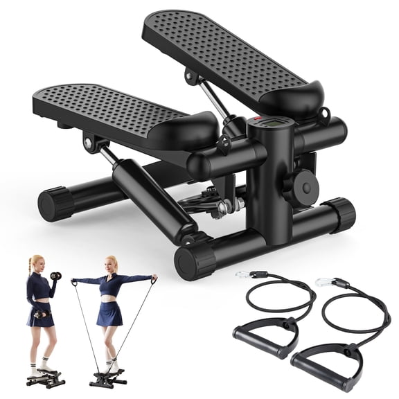 CONCETTA Portable Twist Stepper with Resistance Bands – Adjustable Home Fitness Stair Stepper for Full-Body Workouts,, Black