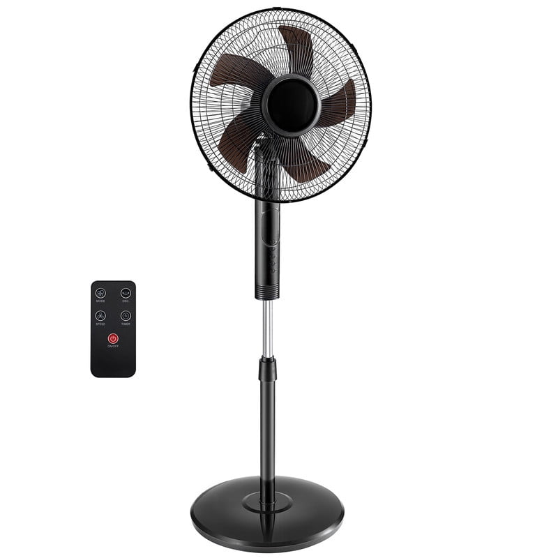 Gianna Quiet Pedestal Fan with Remote, Standing Floor Fan for Bedroom, Home Office - 15H Timer, 3 Speed & 3 Wind Modes, 80°Oscillating, Adjustable Height，Black