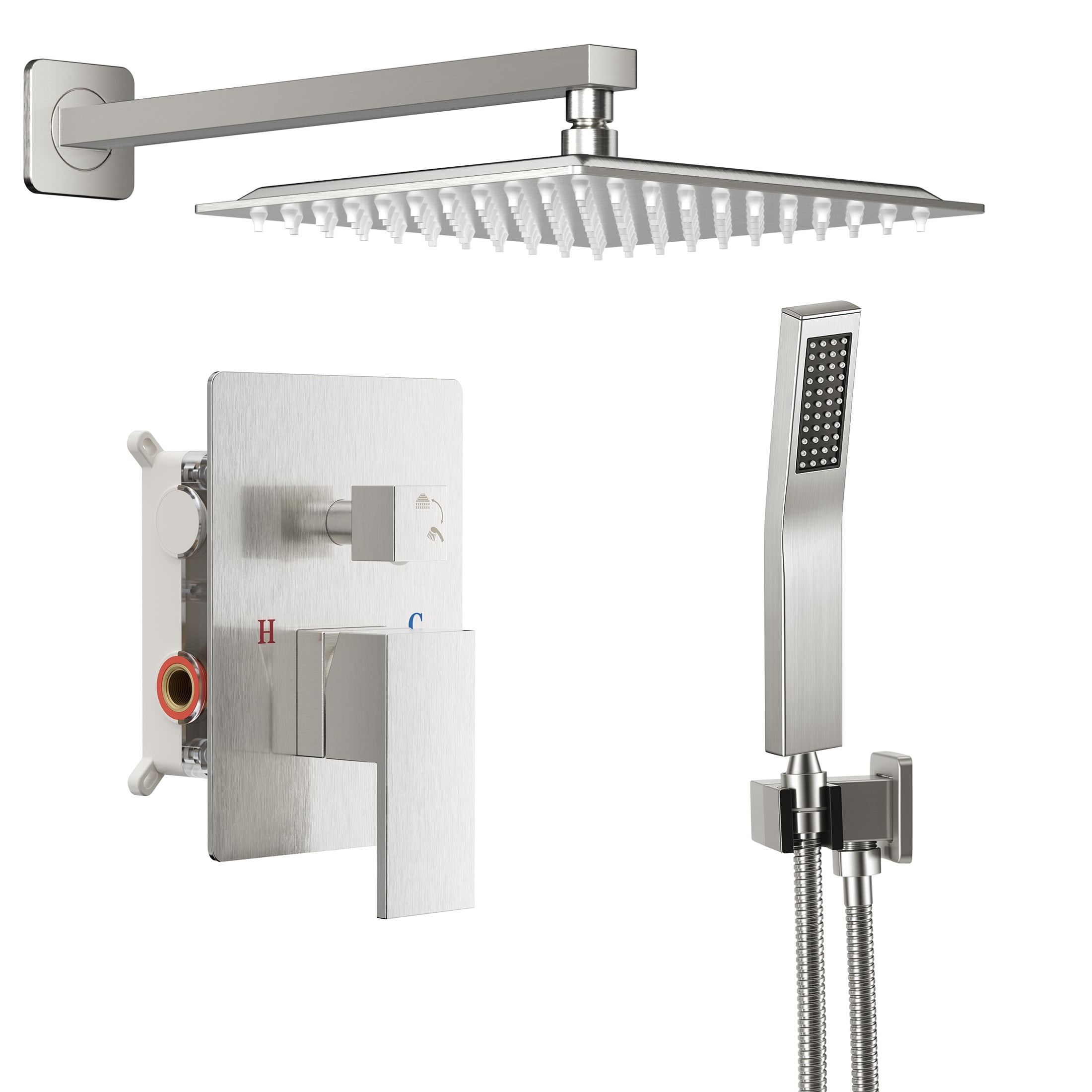 Gianna Rain Showerhead and Handheld Spray Combination Set, 10-inch Rain Showerhead, Nickel