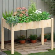 Gianna Raised Garden Bed with Legs, 48x24x30in Wood Elevated Planter Box