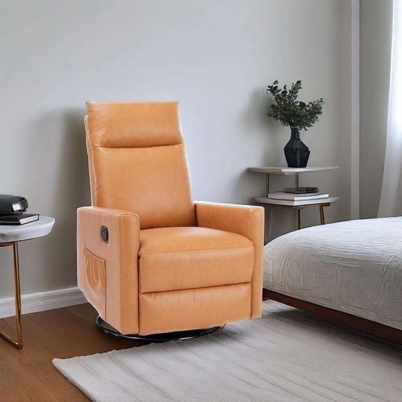 CONCETTA Recliner Message Chair with Footrest, Swivel Rocking Glider, High Back Upholstered Deep Seat for Living Room, Brown