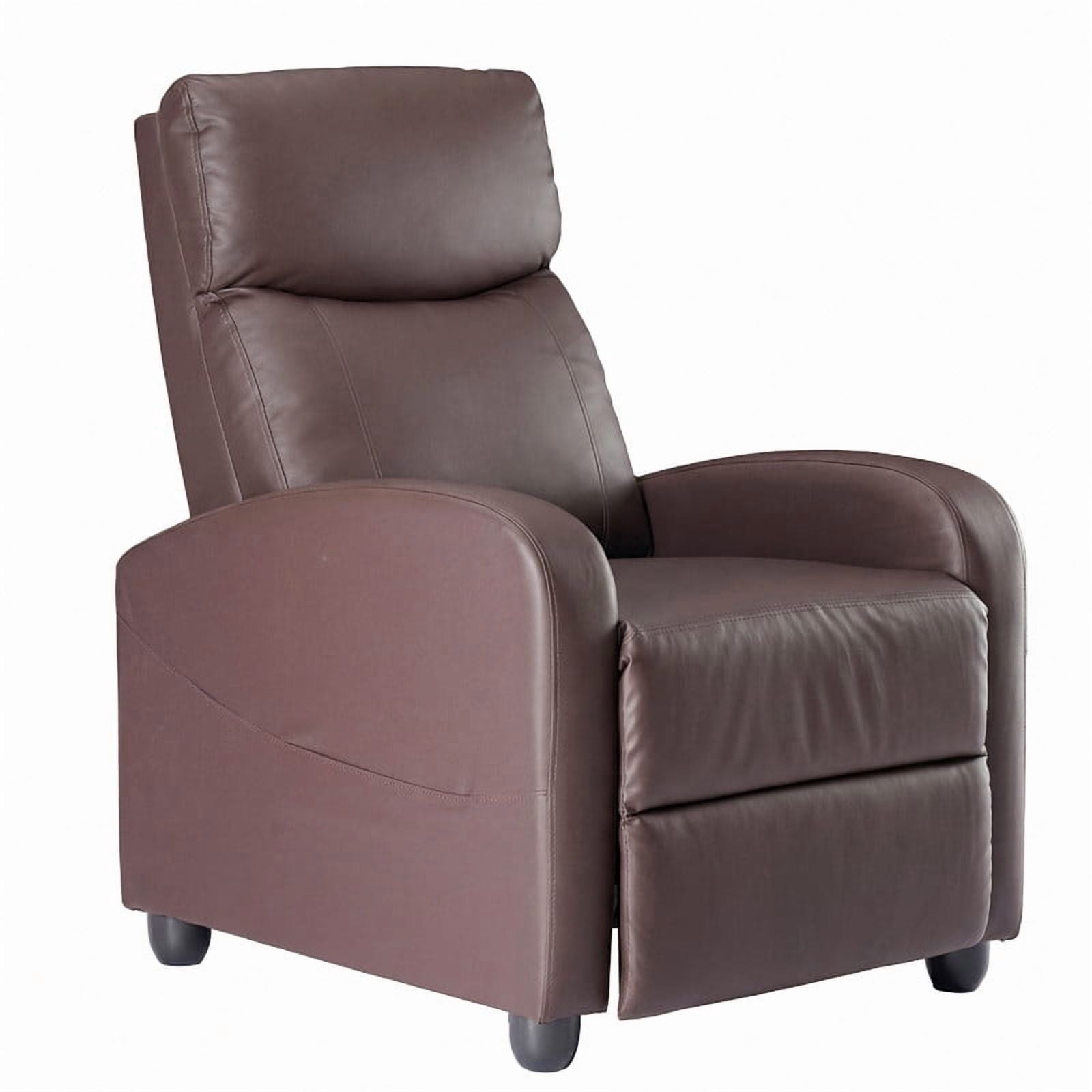 Gianna Recliner Chair No Massage, Home Theater Seating with Lumbar Support, Adjustable Push Back Overstuffed High-Density Sponge Reclining for Living Room, Brown