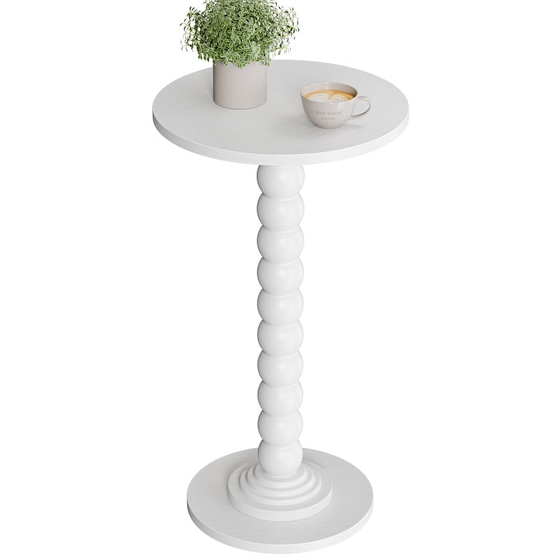 Gianna Round Side Table - Solid Wood Leg Small Drink Table for Living Room Bedroom Office,White